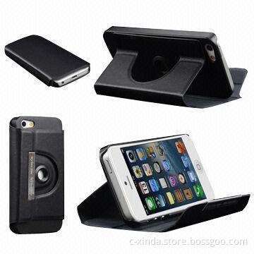 PU Leather Case for iPhone 5, Rotation Design, Wear-resistant, Durable, Various Colors are Available